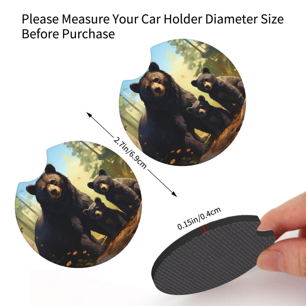 Set of 2 Black Bear Car Coasters R50733