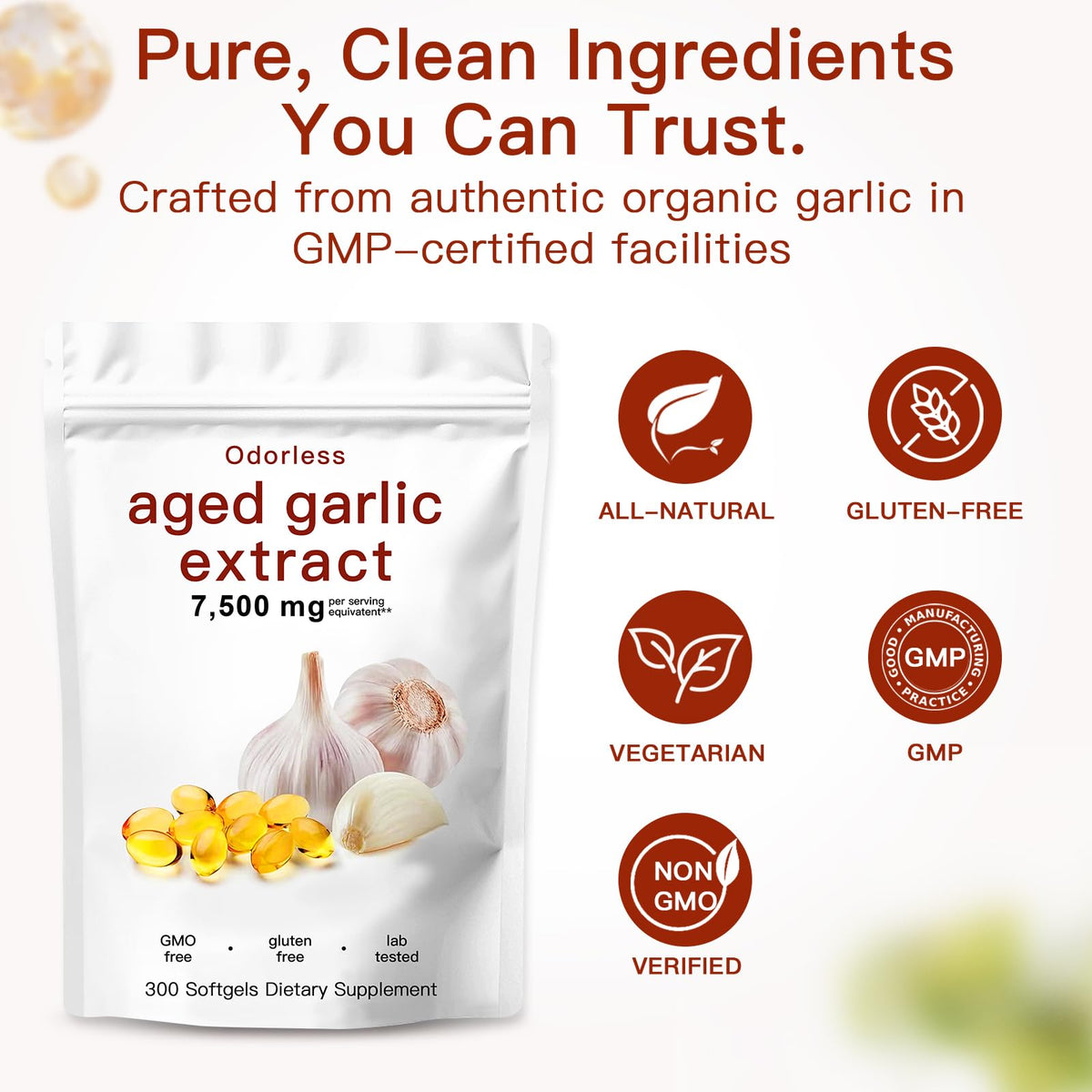 Odorless Organic Aged Garlic Extract Capsules F894482