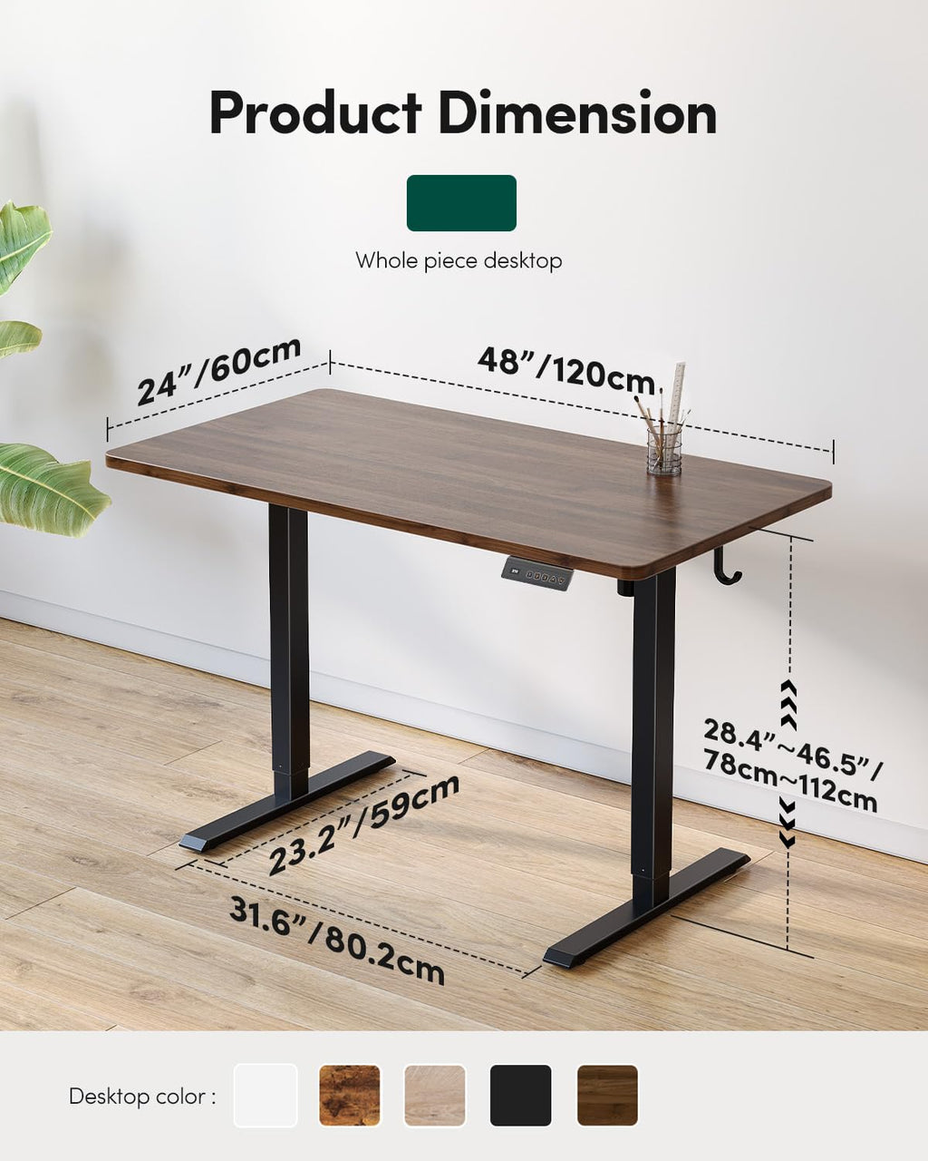 48 x 24 Black Walnut Adjustable Standing Desk O68677