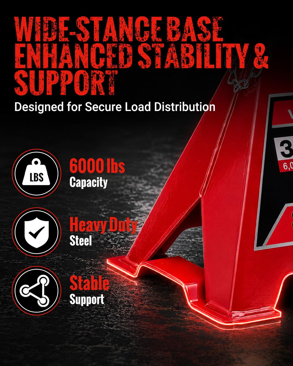 3 Ton Jack Stands with Double Lock, 1 Pair L733