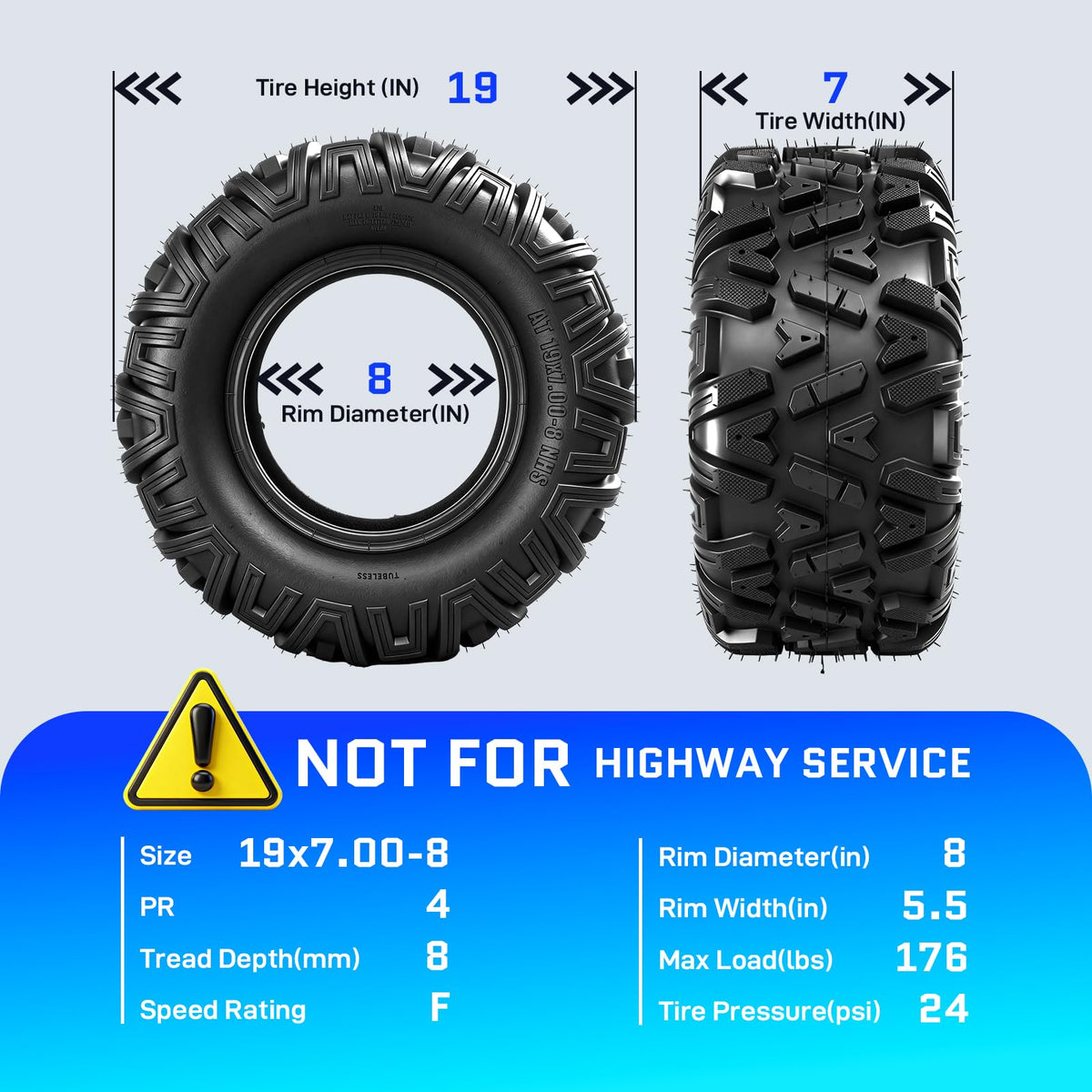 19x7-8 All-Terrain ATV Tires Pack of 2 O401
