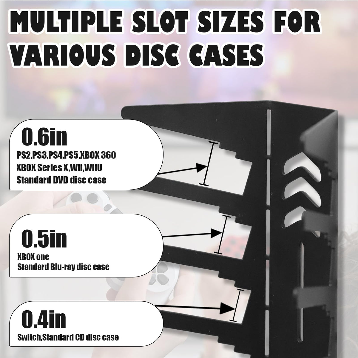 4-Pack Wall Mount Metal DVD Rack Holds 72 Games V469325
