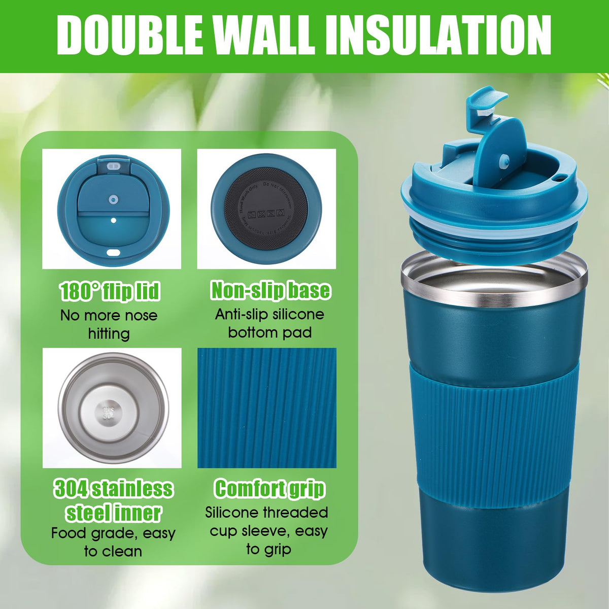4 Pack 17oz Stainless Steel Insulated Coffee Mug with Lid P5480