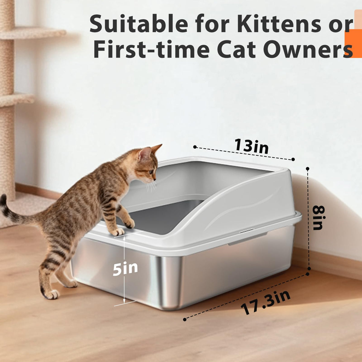 Stainless Steel Litter Box with Lid W78649