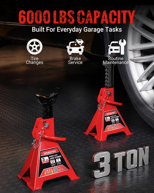 3 Ton Jack Stands with Double Lock, 1 Pair L733