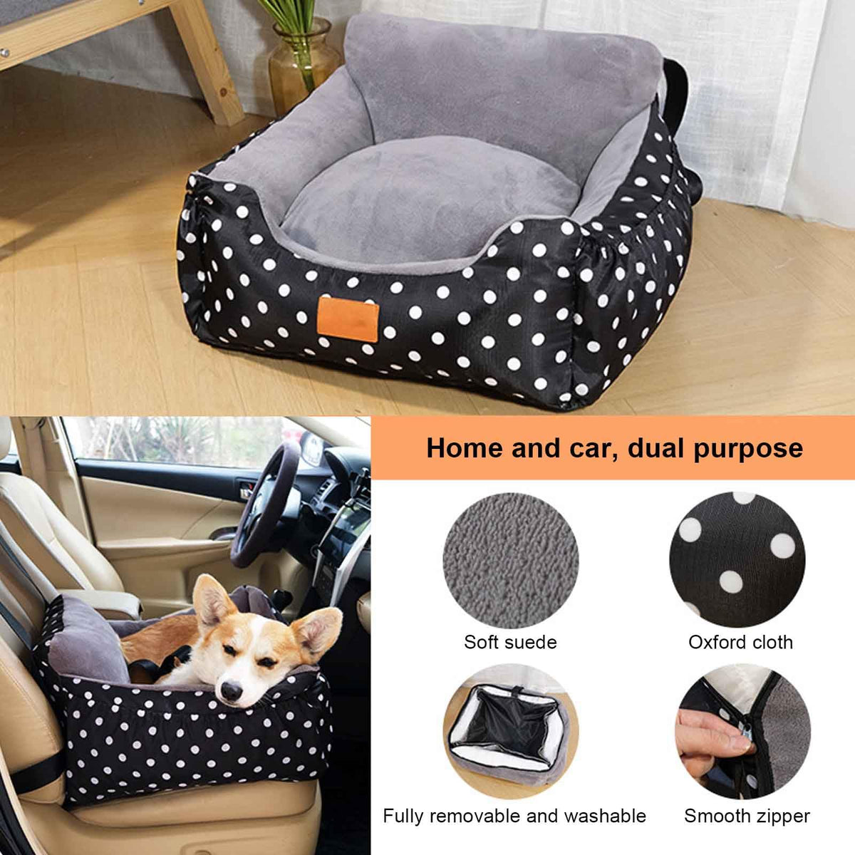 2-in-1 Waterproof Pet Car Seat & Car Bed X567