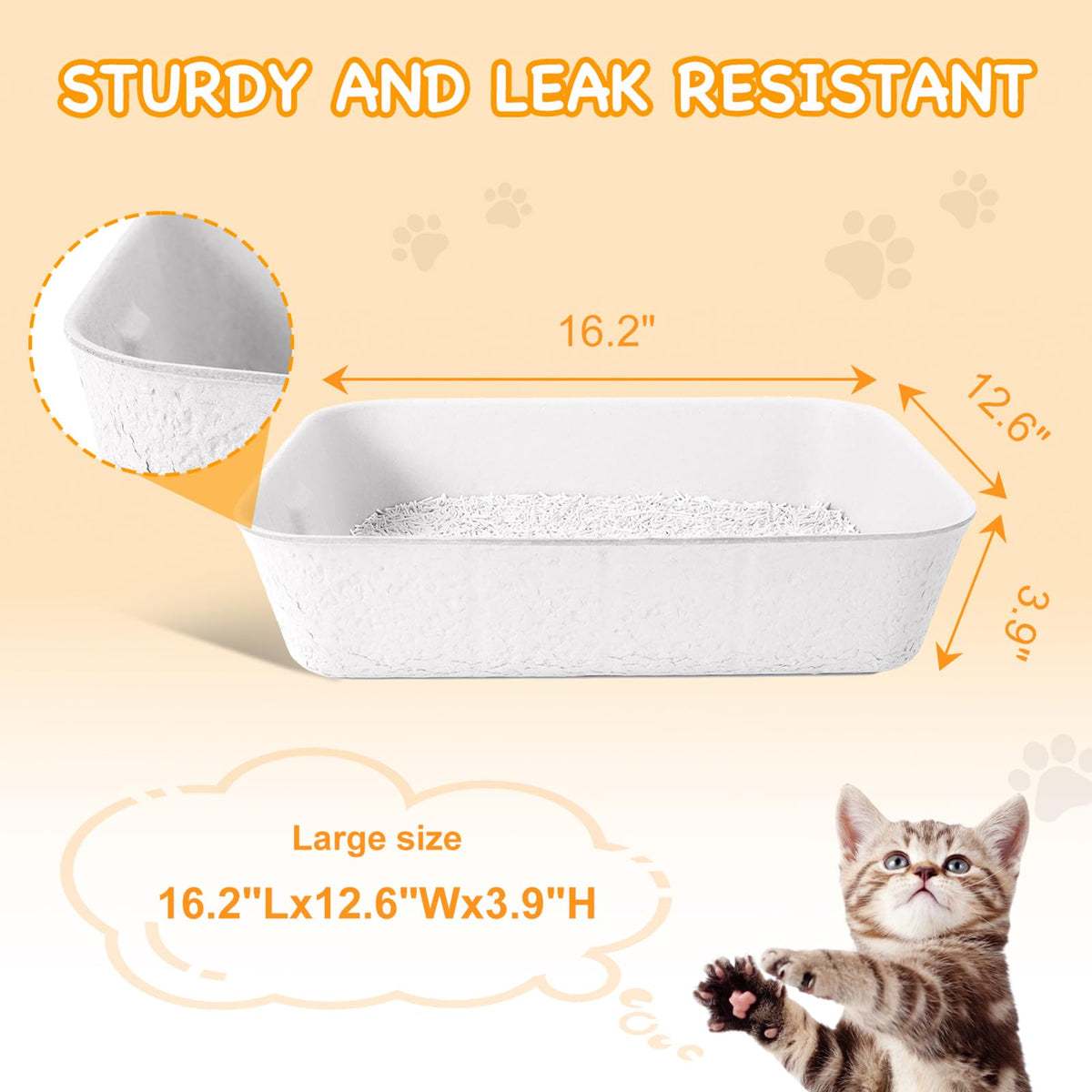 Disposable Cat Litter Boxes White Large 6-Pack T4483