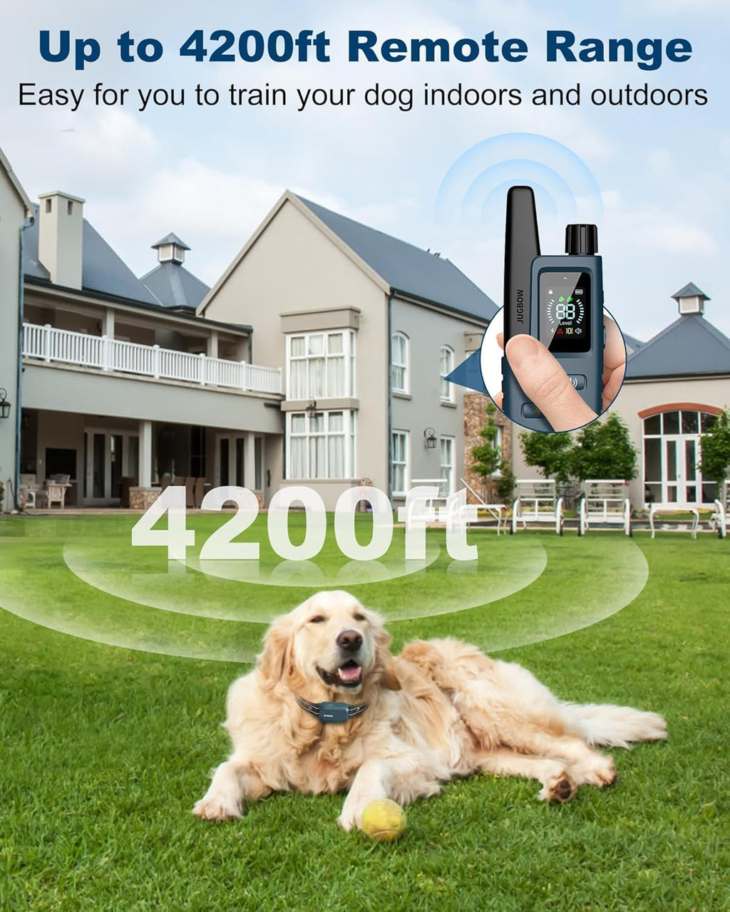 4500FT IPX8 Waterproof Rechargeable Dog Training Collar with Remote L28748