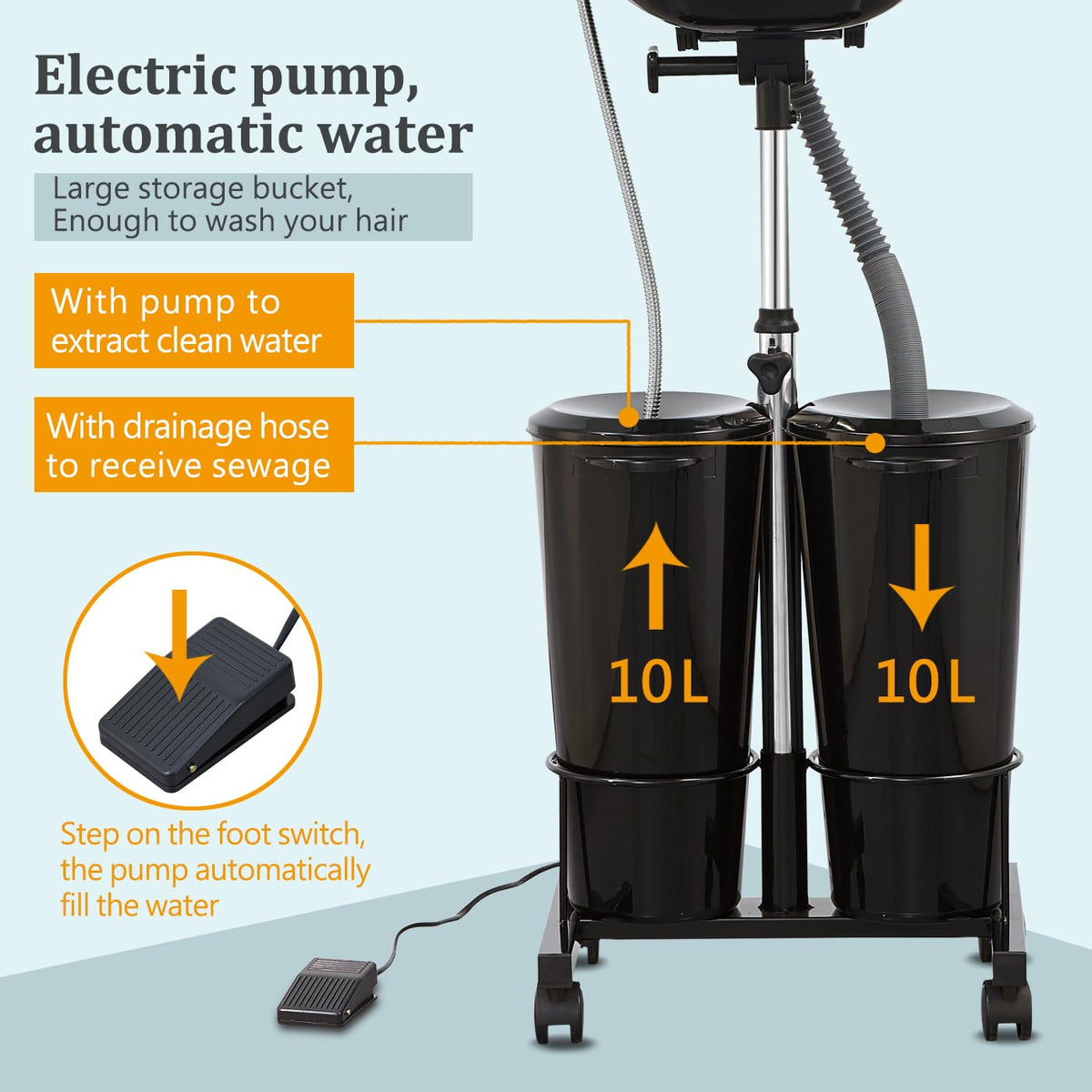 Portable Shampoo Bowl with Electric Pump Q7009
