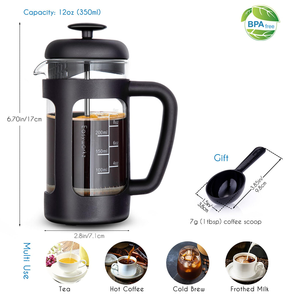 12 oz French Press with 5 oz Stainless Steel Espresso Cups I152
