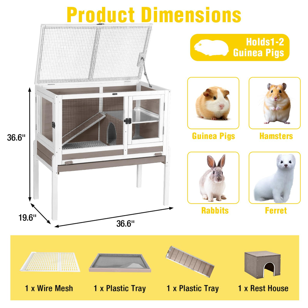 2-Story Indoor Rabbit Hutch Guinea Pig Cage with Stand L8911