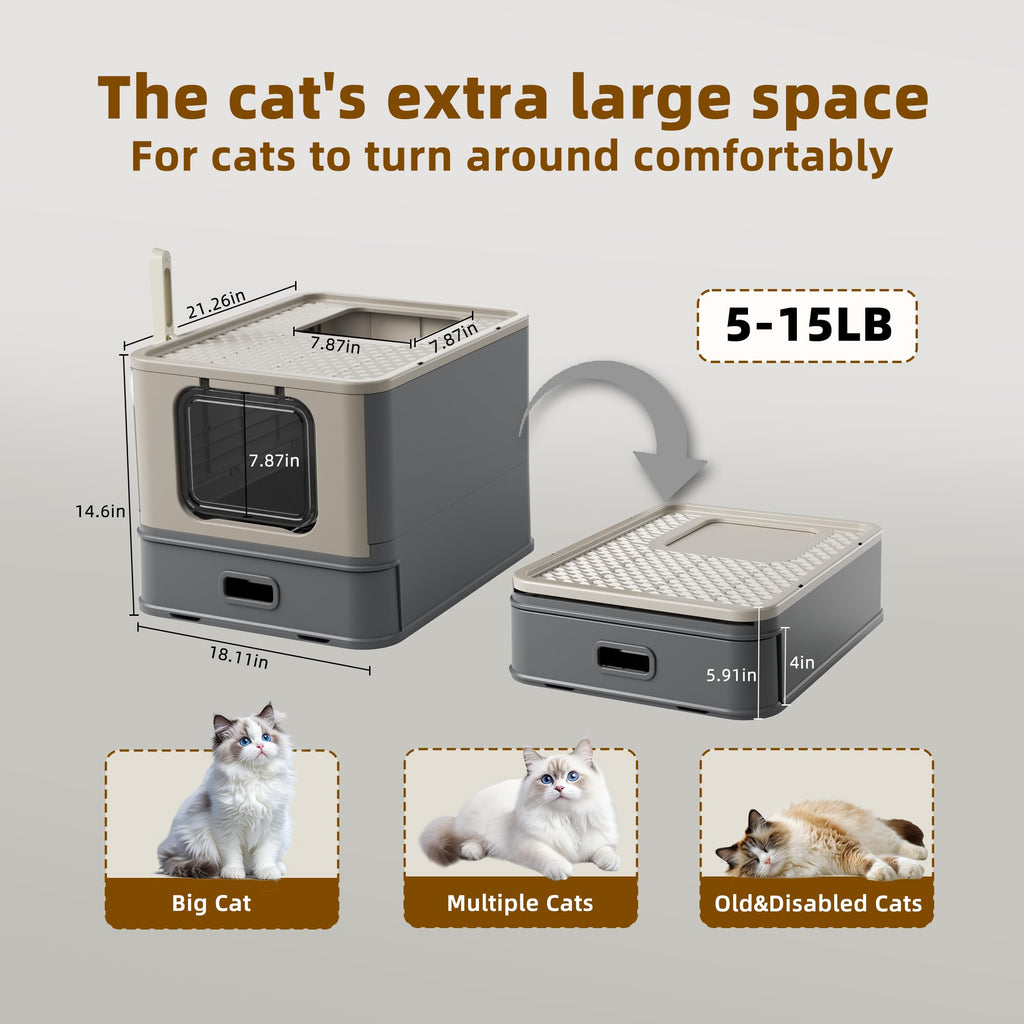 XL Enclosed Stainless Steel Cat Litter Box with Pull-Out Drawer B979