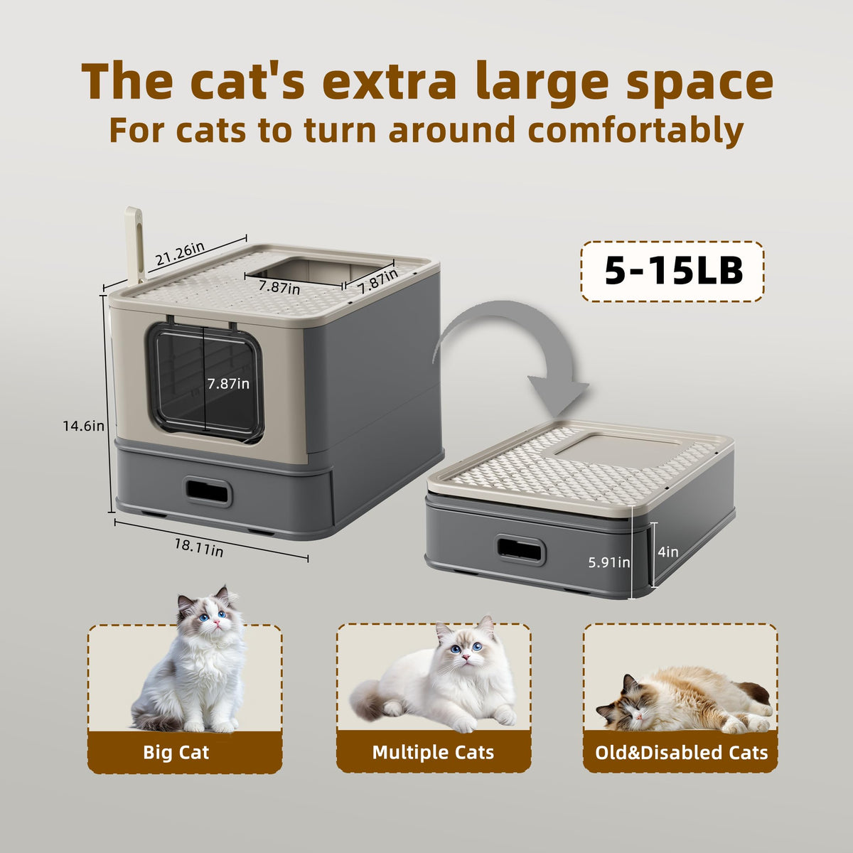 XL Enclosed Stainless Steel Cat Litter Box with Pull-Out Drawer B979