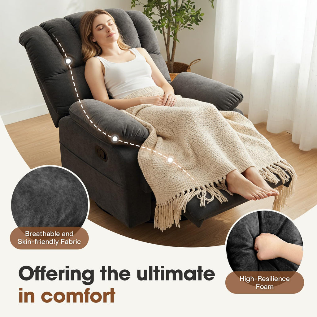 Oversized Manual Swivel Rocker Recliner Chair Q253