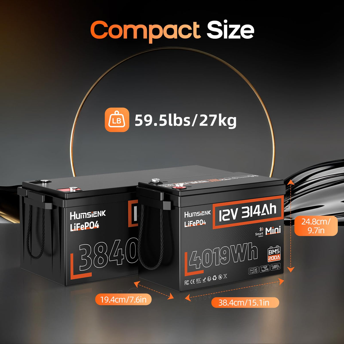 12V 300Ah LiFePO4 Lithium Battery with Bluetooth H519