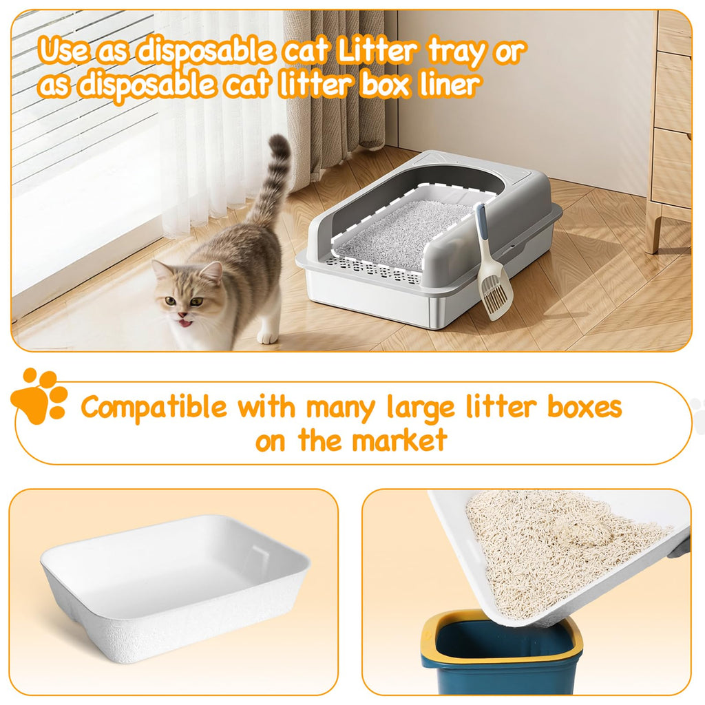 Disposable Cat Litter Boxes White Large 6-Pack T4483