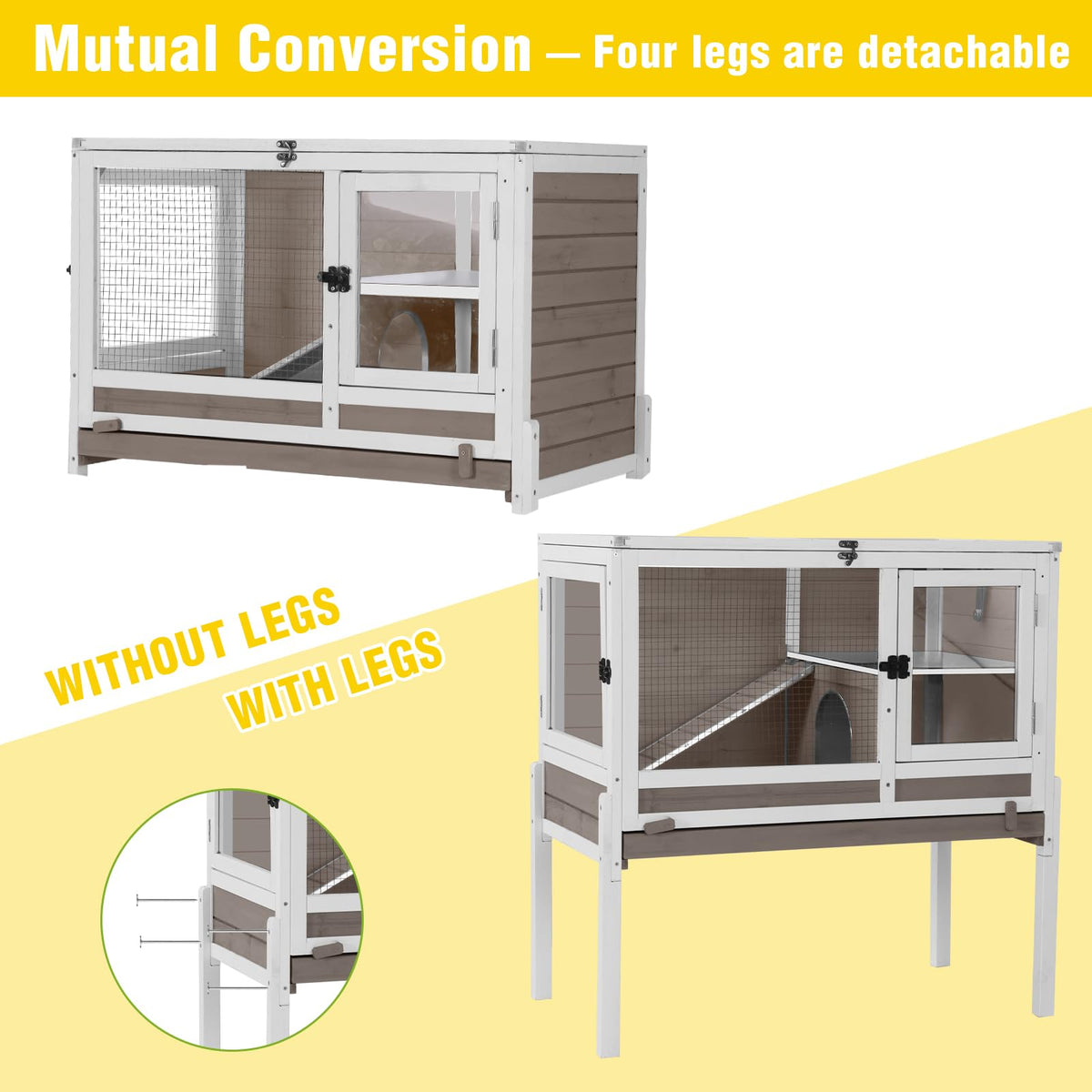 2-Story Indoor Rabbit Hutch Guinea Pig Cage with Stand L8911