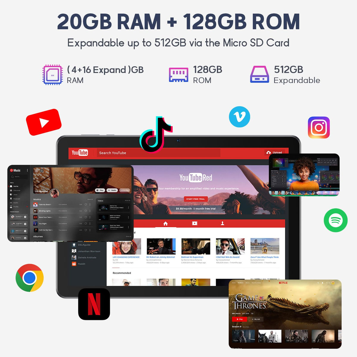 10 Inch Android Tablet with Keyboard 128GB O637258