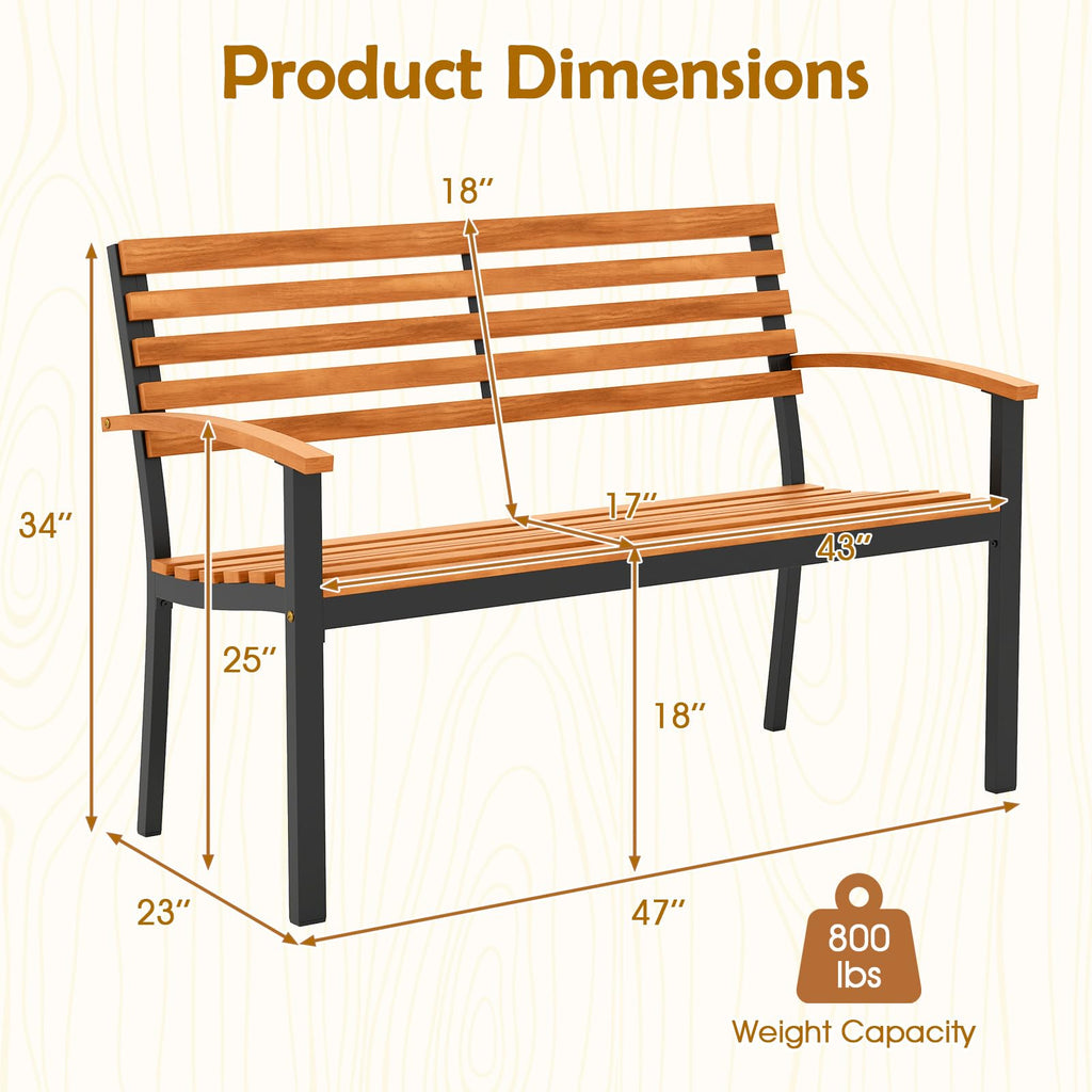 Acacia Wood 2-Person Outdoor Bench U9861