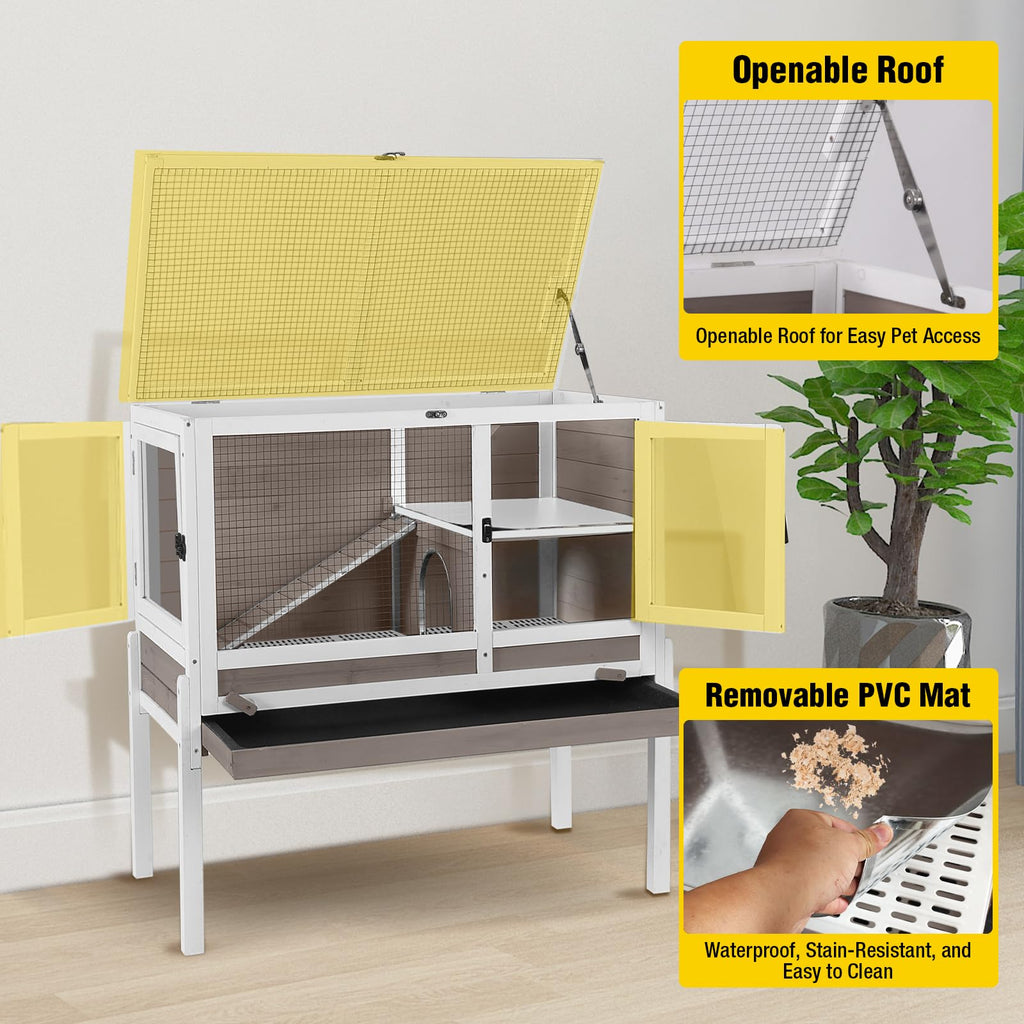2-Story Indoor Rabbit Hutch Guinea Pig Cage with Stand L8911