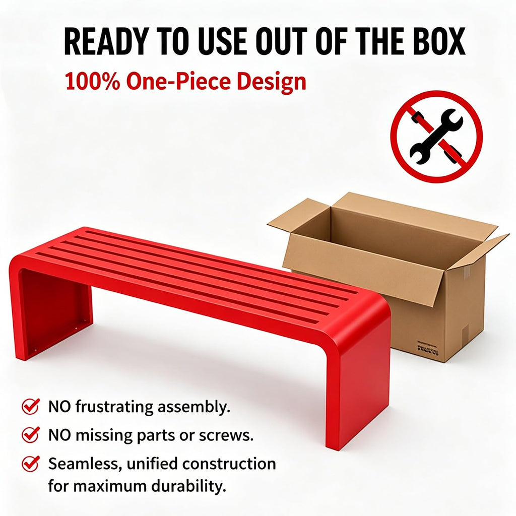 Red Metal Outdoor Patio Garden Bench 660lbs 39in I321563