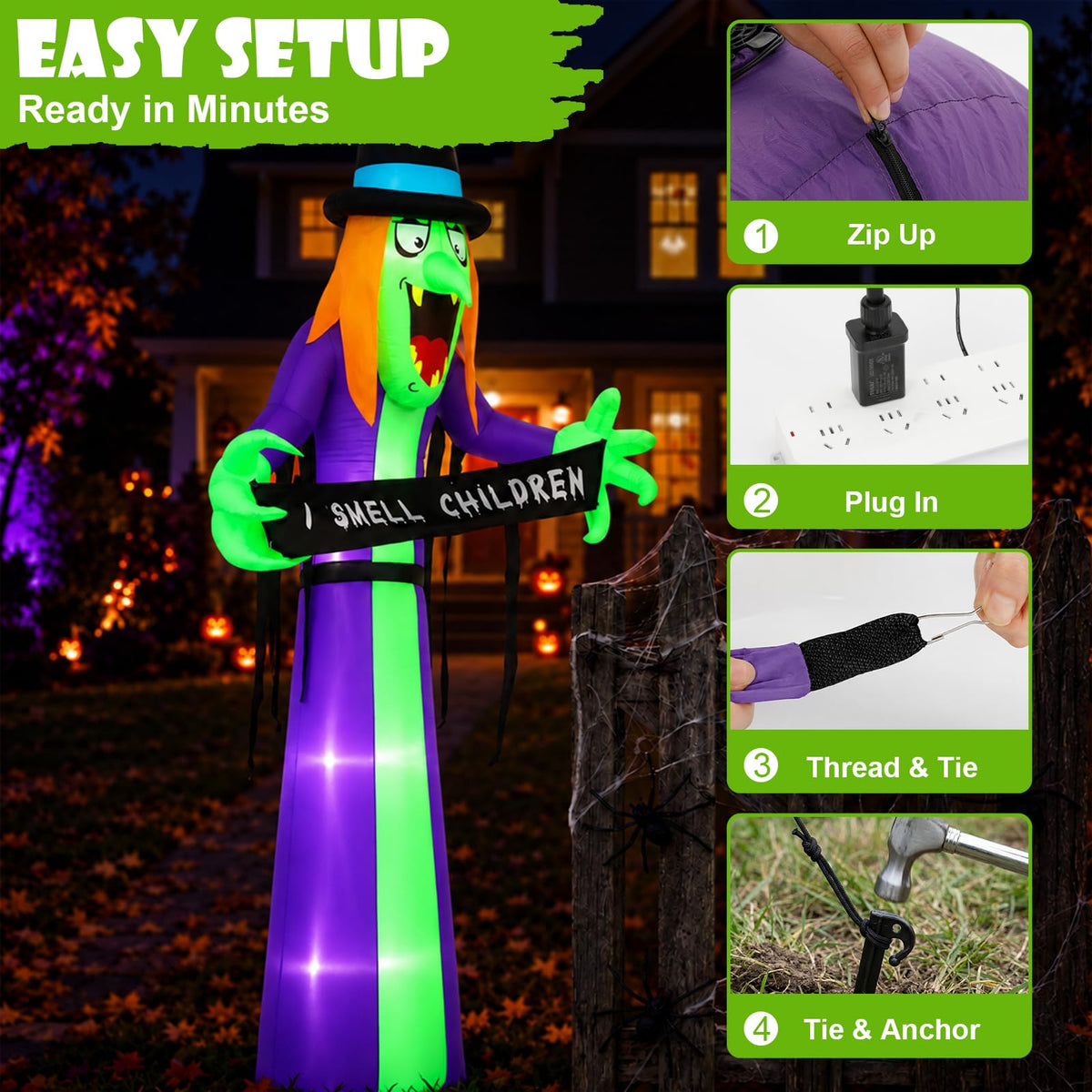 8FT LED Inflatable Witch Yard Decor K951362