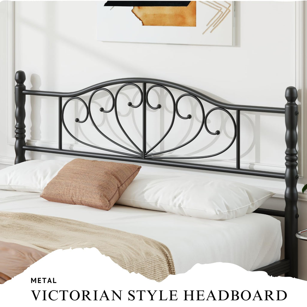 12" Metal Full Platform Bed Frame with Headboard P519