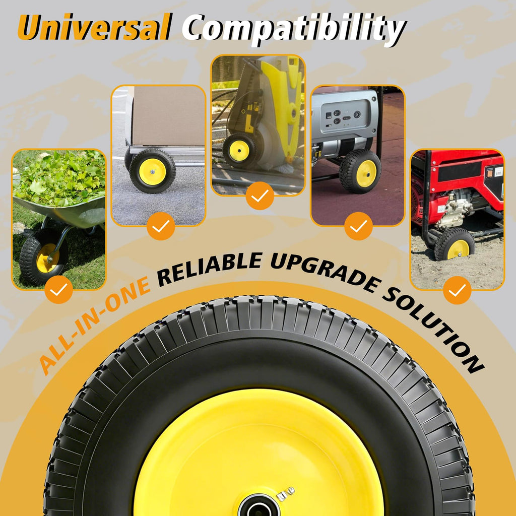 16 Inch Flat Free Wheelbarrow Tire and Wheel 2 Pack U609