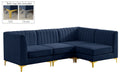 Navy Velvet Modular Sectional with Deep Channel Tufting D519210