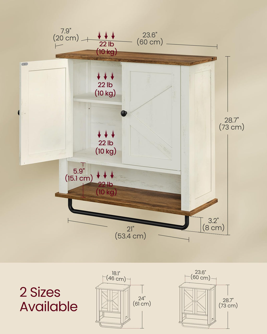 Wall-Mounted Bathroom Cabinet with Towel Bar Y6750
