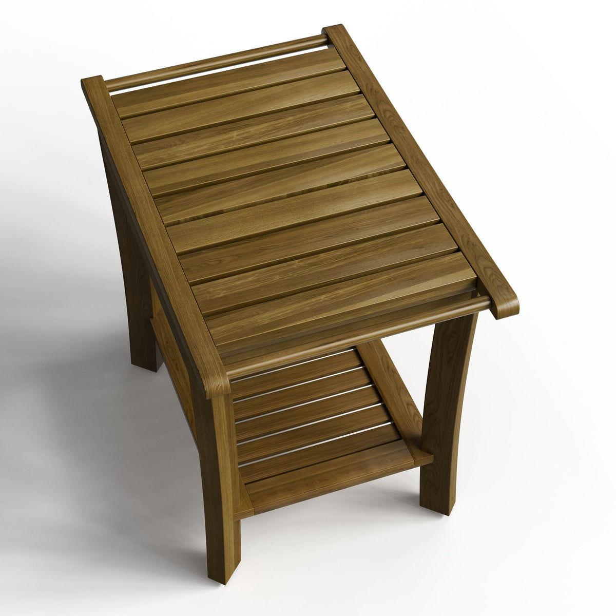 Teak Wood Shower Bench with Shelf & Arms S62877