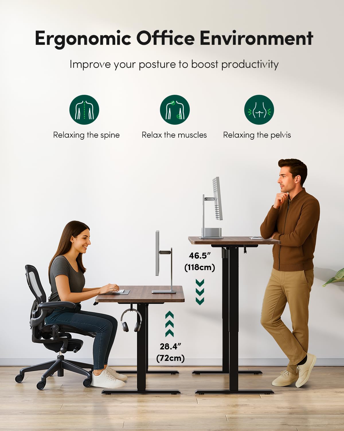 48 x 24 Black Walnut Adjustable Standing Desk O68677