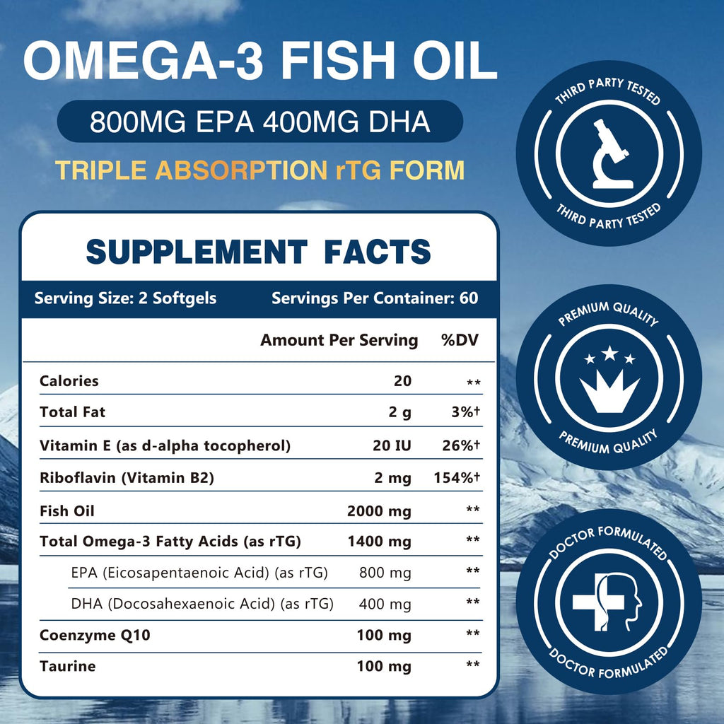 Omega 3 Fish Oil 2000mg 120 Softgels H7491
