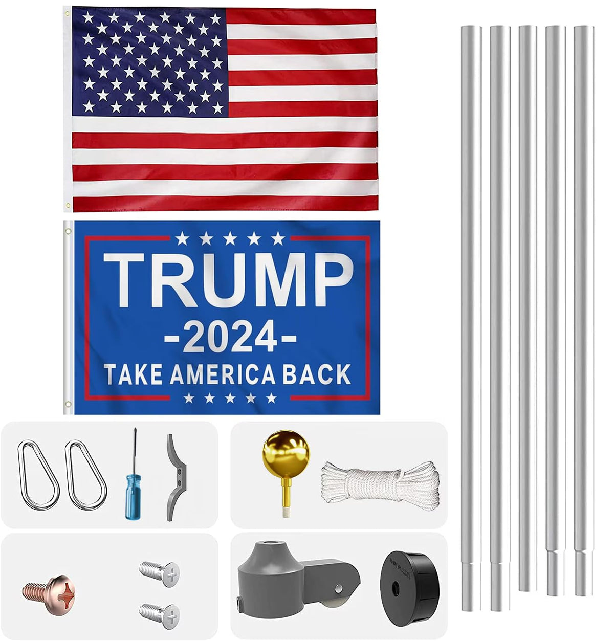 20 FT Aluminum Flagpole Kit with USA Flag Z70017