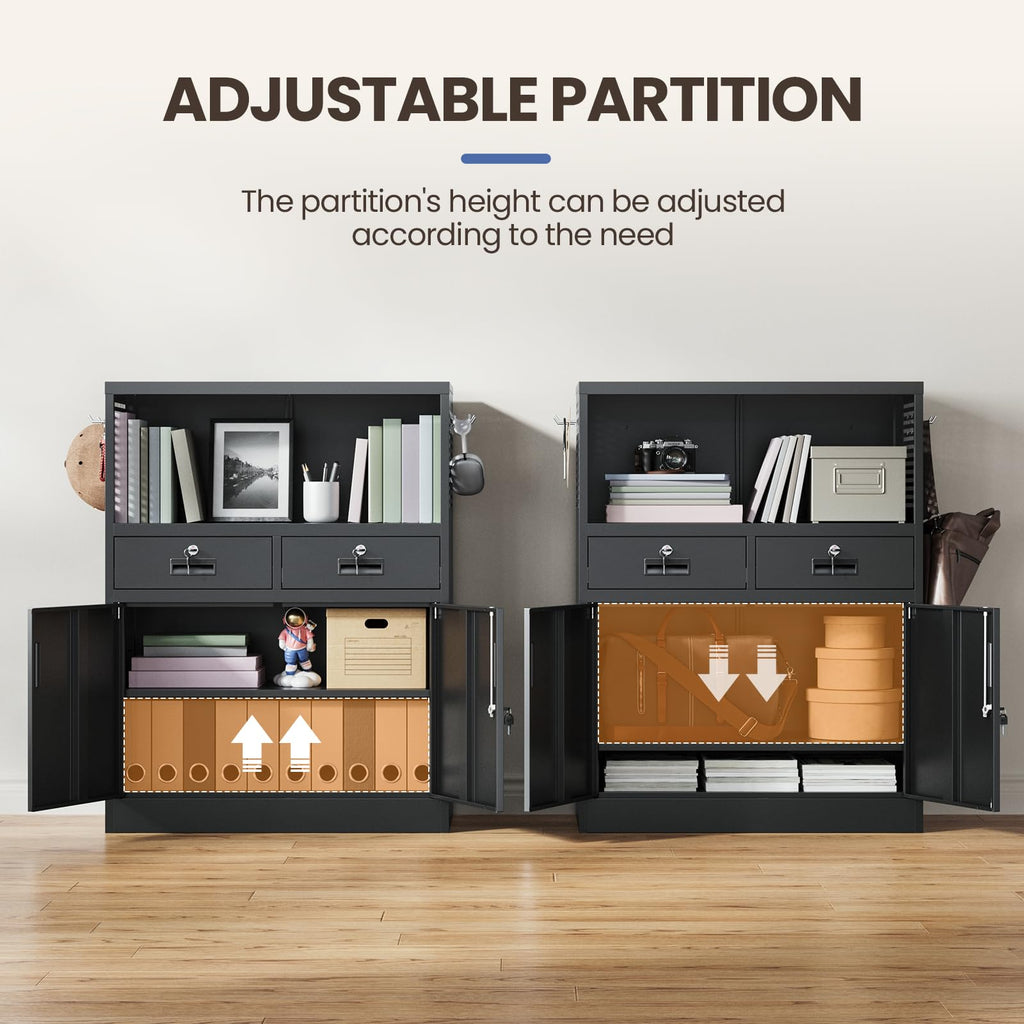 Metal Storage Cabinet with 2 Drawers and Locking Doors O22694