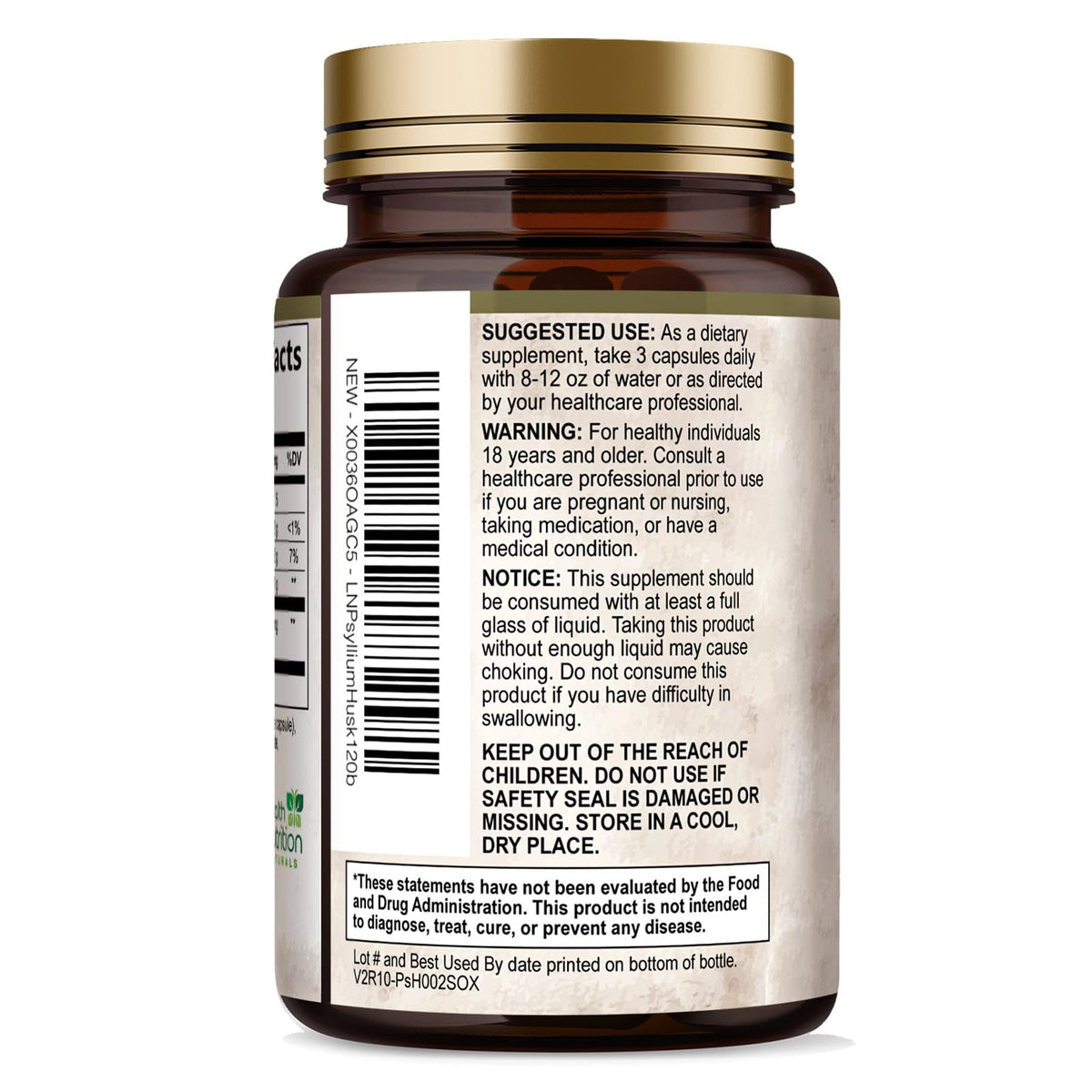 Psyllium Husk Capsules 2000 mg 120 Capsules Q61123