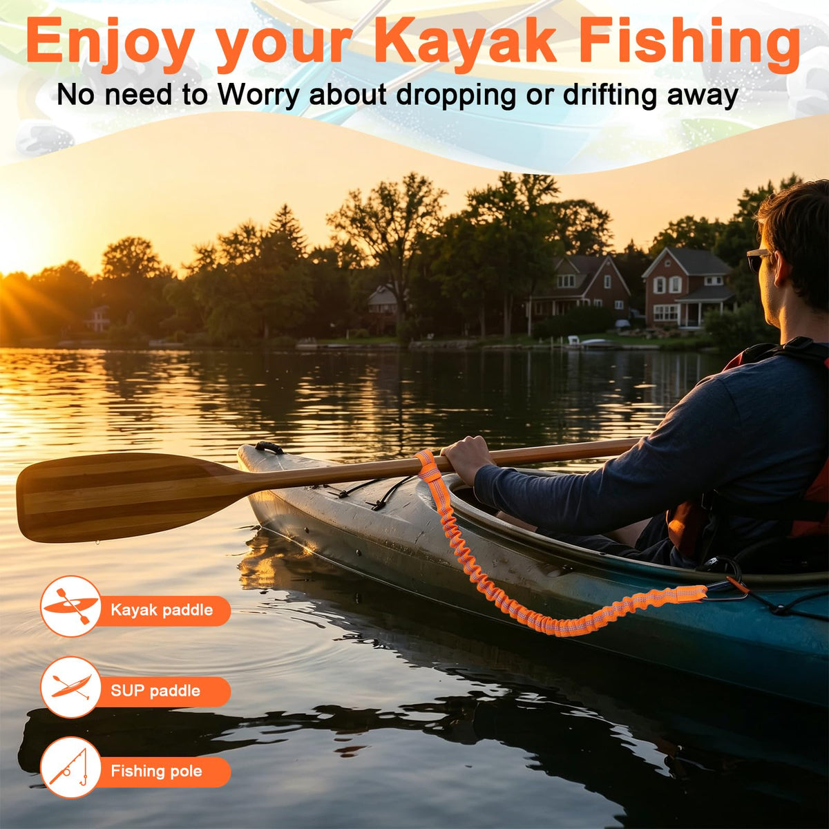 Kayak Paddle Leash with Carabiner S19858