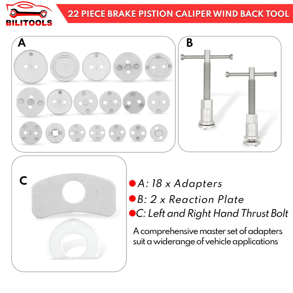 22-Piece Heavy Duty Brake Caliper Compression Tool with 18 Adapters R150461
