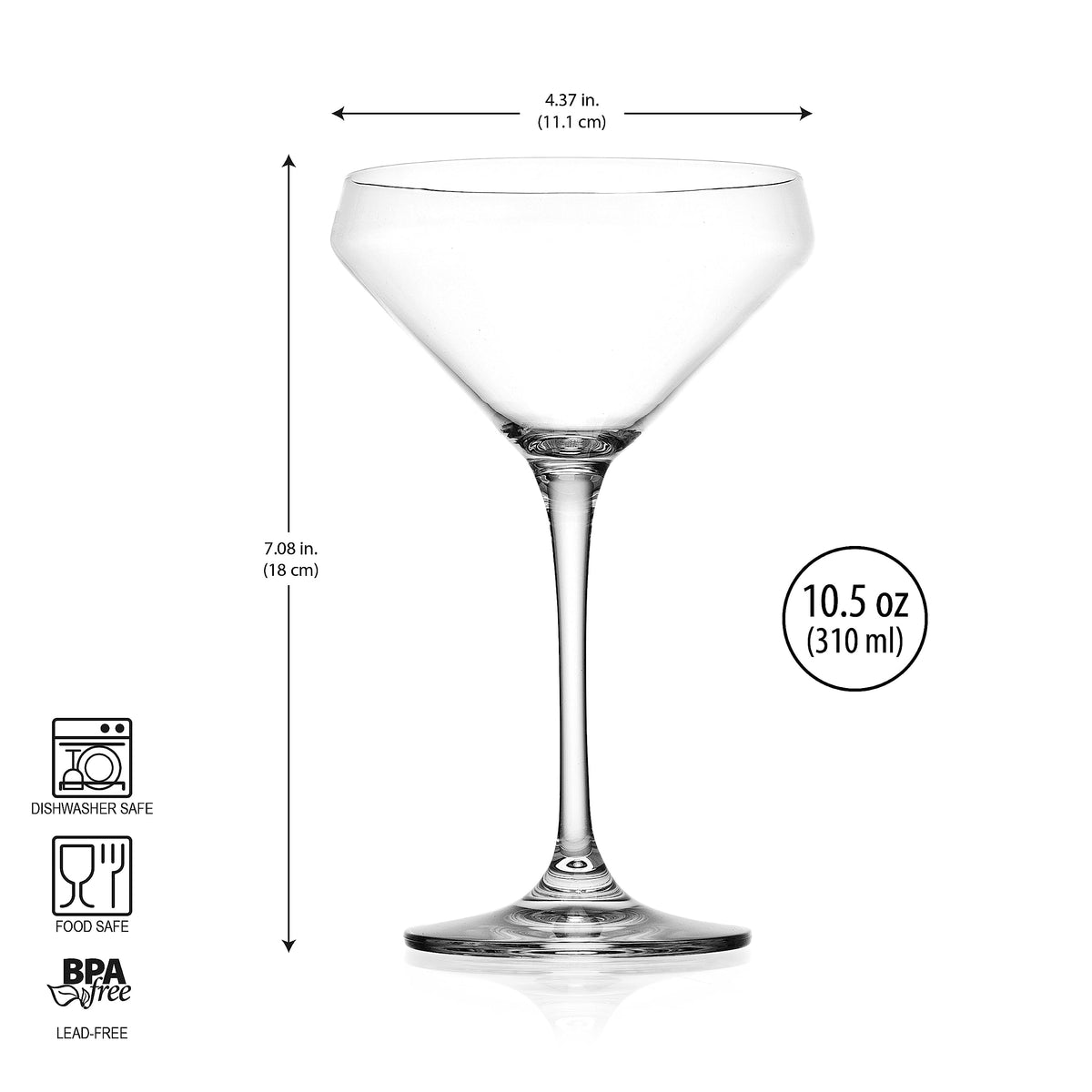 Martini Glasses Set of 4 Stemmed 10.5 Ounce J791878