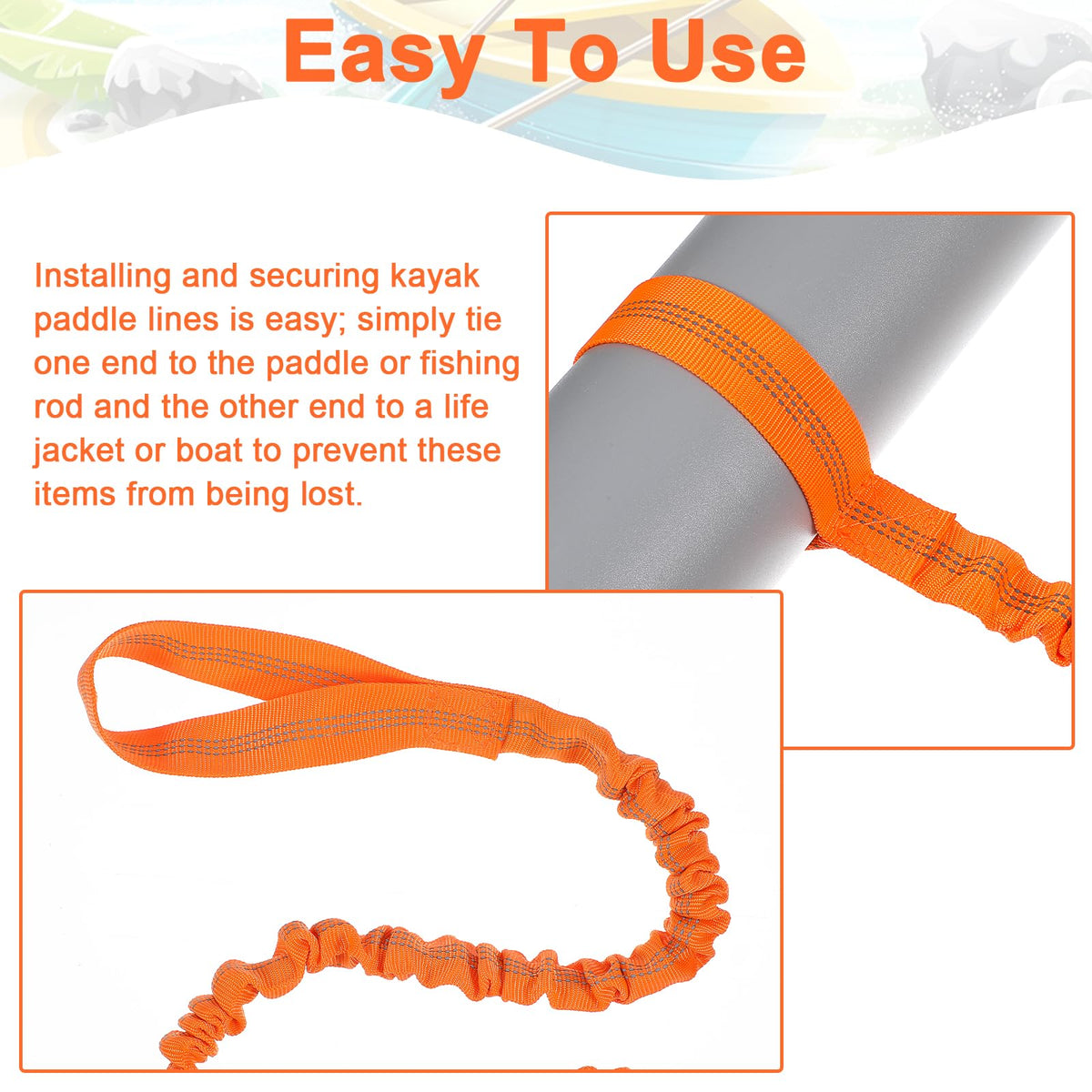 Kayak Paddle Leash with Carabiner S19858