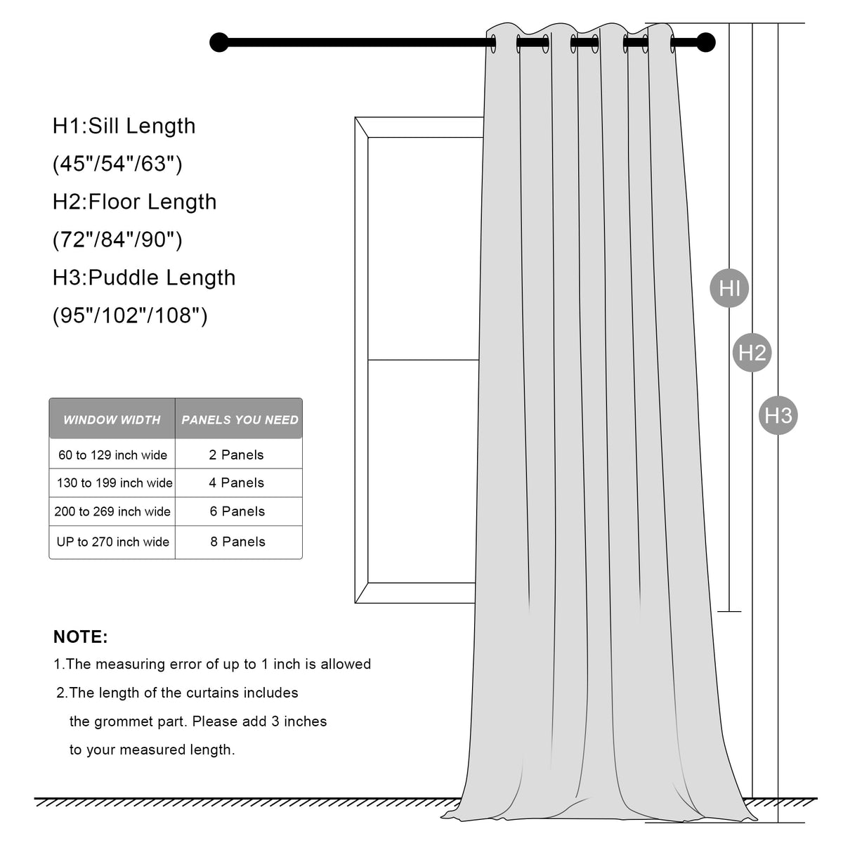 Linen Blackout Curtains 84 Inches Long 2 Panels Set V151540