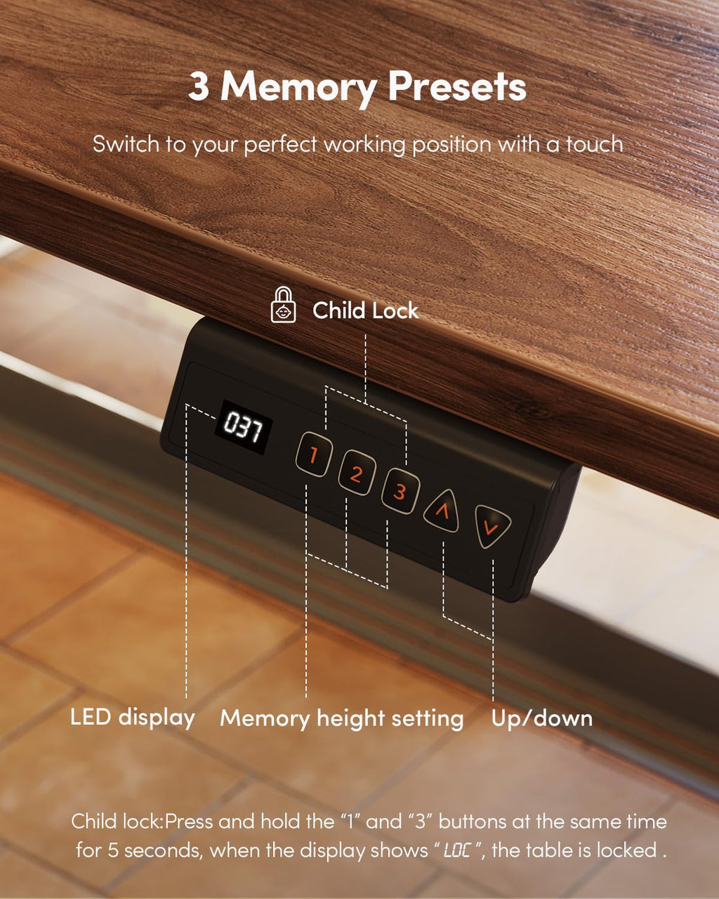 48 x 24 Black Walnut Adjustable Standing Desk O68677