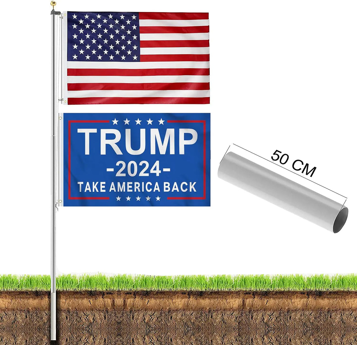 20 FT Aluminum Flagpole Kit with USA Flag Z70017