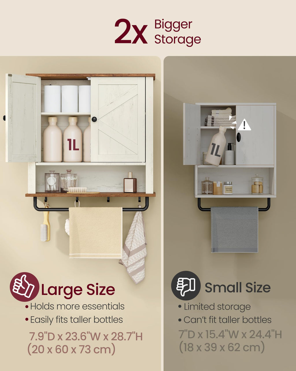 Wall-Mounted Bathroom Cabinet with Towel Bar Y6750