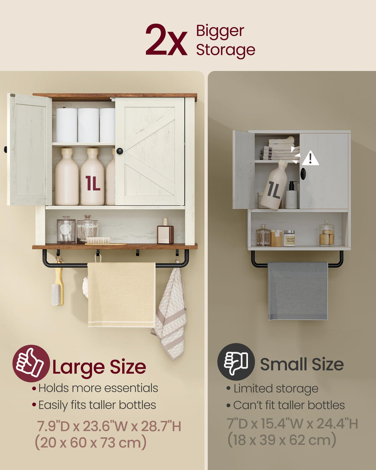 Wall-Mounted Bathroom Cabinet with Towel Bar Y6750
