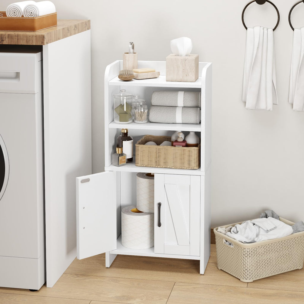 White Small Bathroom Storage Cabinet with 2 Doors and Shelves W975914