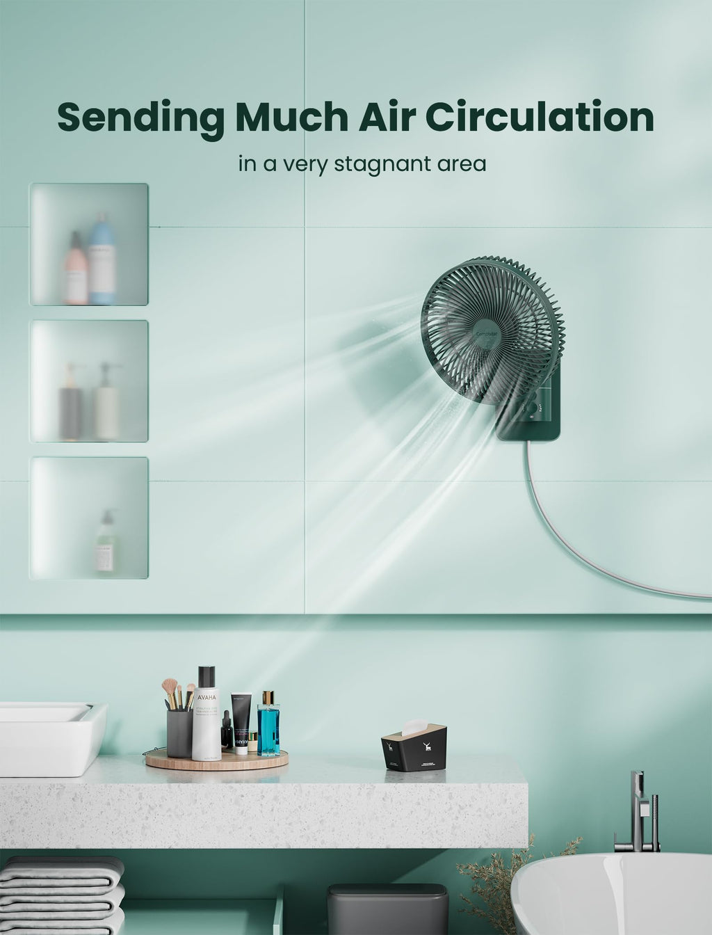 Wall Mounted Oscillating Fan with Remote and Timer, 8.5 Inch 4 Speeds O756