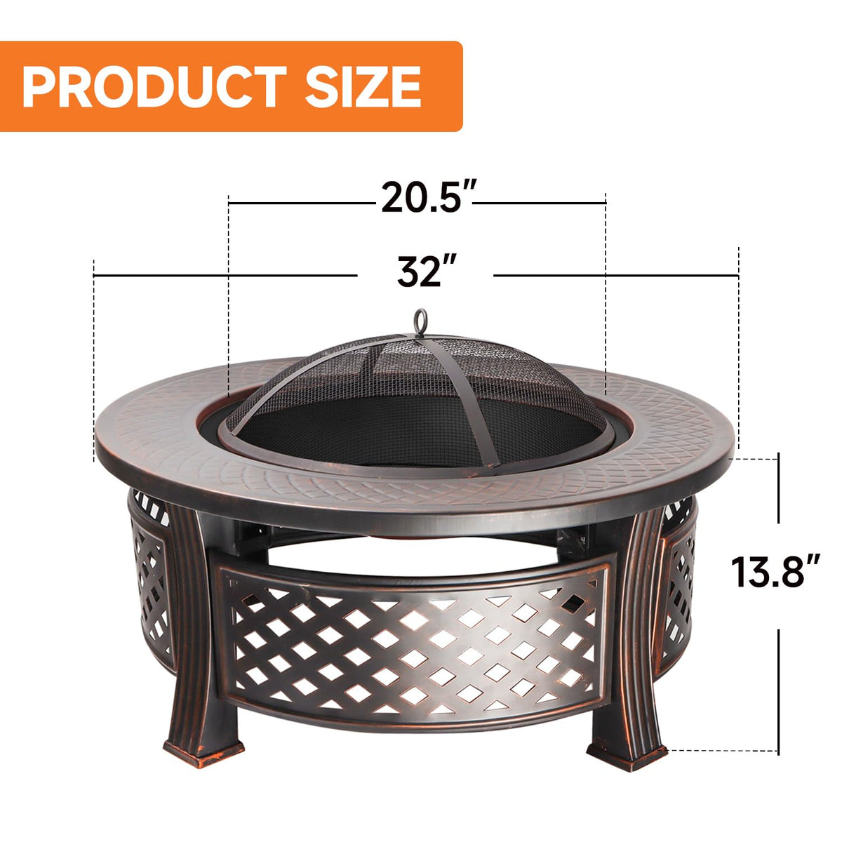32-Inch Round Metal Fire Pit Table Set L1985
