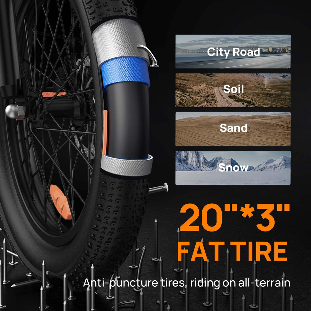 20" Fat Tire Electric Bike with 1000W Motor M48051
