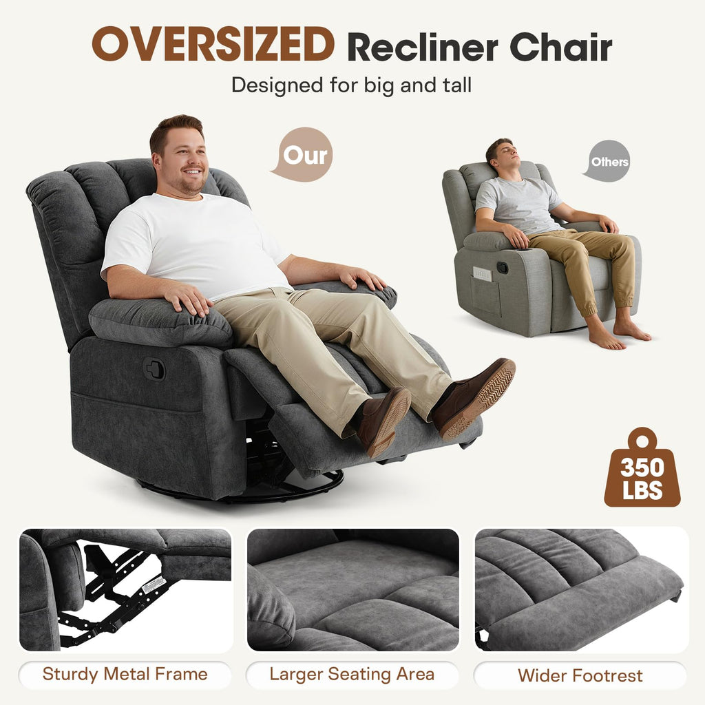 Oversized Manual Swivel Rocker Recliner Chair Q253